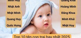 Top 10 tên con trai hay nhất 2025 mang lại nhiều may mắn
